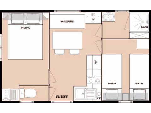 Mobilheim 4 Personen - Loisirs 3 Zimmer 4 Personen Klimatisiert + TV