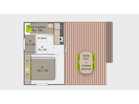 Bungalowzelt 5 Personen - Tithome 21m² - Standard - 2Zi - ohne Sanitäranlagen - Zeltterrasse