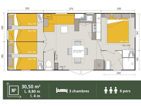 Mobilheim 6 Personen - Homeflower PREMIUM