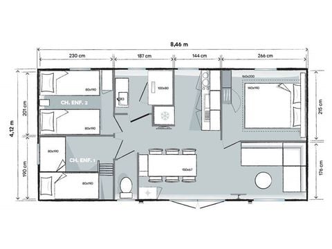 Mobilheim 2 Personen - 3 Schlafzimmer