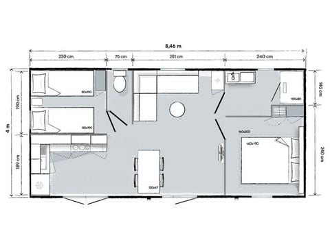 Mobilheim 2 Personen - 2 Schlafzimmer