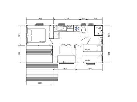 Mobilheim 4 Personen - Ciela Confort Compact - 2 Zimmer