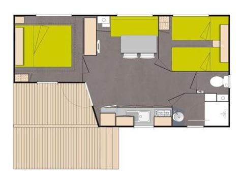 Mobilheim 4 Personen - Loggia Confort 24m² (2 Zimmer) + Überdachte Terrasse + Klimaanlage