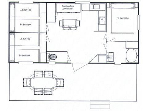 Mobilheim 7 Personen - 3 Schlafzimmer CAMPING