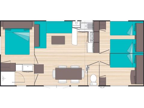 Mobilheim 6 Personen - Classique überdachte Terrasse 3 Zi 6p