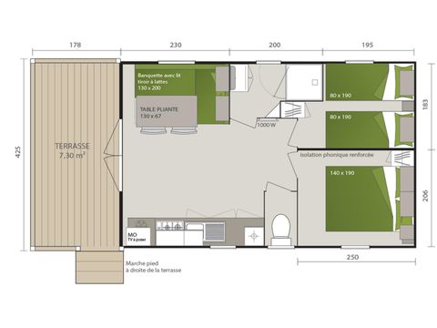 Mobilheim 4 Personen - Confort 2Zi 4p Bay