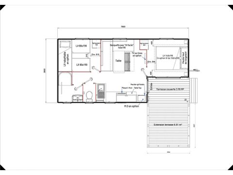 Mobilheim 4 Personen - Classique 2 Zi 4 Pp halbintegrierte Terrasse