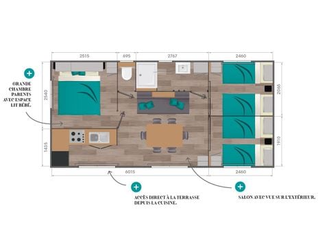 Mobilheim 6 Personen - Premium + 3 Schlaf 6p