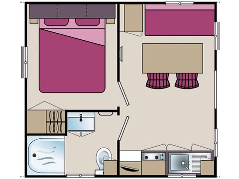 Mobilheim 2 Personen - Eco+Terrasse auf der Seite des Teichs