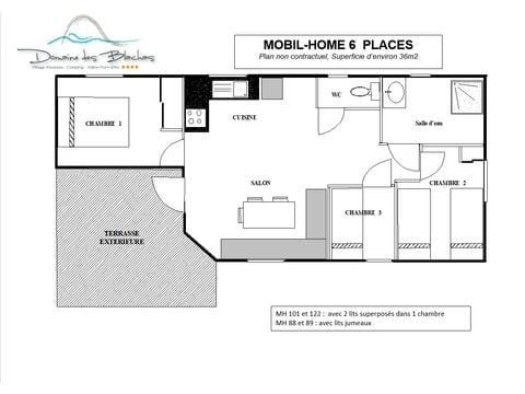 Mobilheim 6 Personen - 6 mit Terrasse + Klimaanlage + TV - 36m²