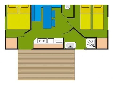 Mobilheim 4 Personen - Comfort | 2 Zi. | 4 Pers. | Erhöhte Terrasse | Klim.