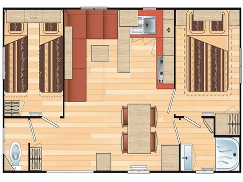 Mobilheim 4 Personen - Mandarin Standard 28m² (2 Zimmer) + Terrasse 4 Pers.