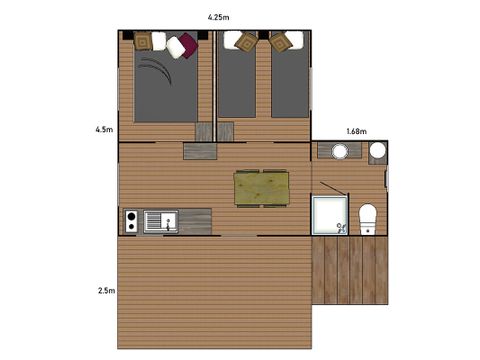 Mobilheim 5 Personen - Cosyflower Premium 38m²