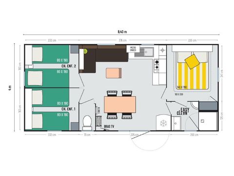 Mobilheim 6 Personen - PREMIUM 3 SCHLAFZIMMER