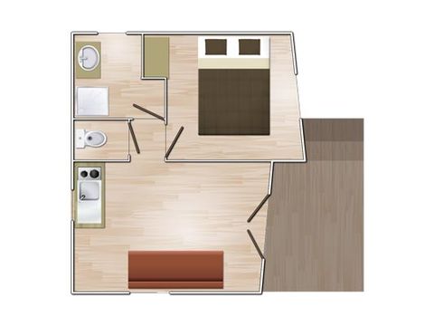 Chalet 2 Personen - Komfort 20 m² (1 Zimmer)