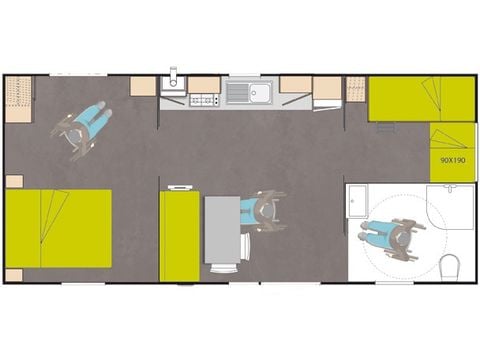 Mobilheim 4 Personen - Life - 2 Schlafzimmer - PMR