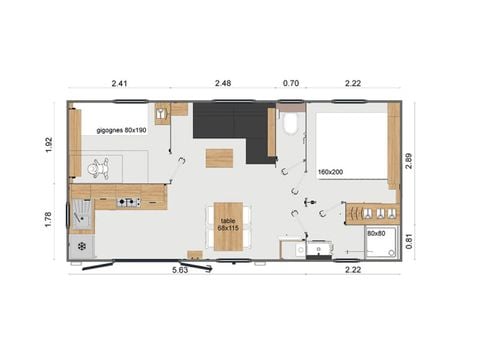 Mobilheim 4 Personen - Premium (2019)-2 Schlafzimmer-großes Wohnzimmer TV, Esszimmer,Küche-große Terrasse-free WIFI