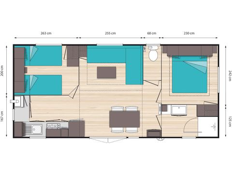 Mobilheim 4 Personen - STANDARD 23m²