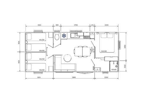 Mobilheim 8 Personen - HOMEFLOWER PREMIUM 35M²