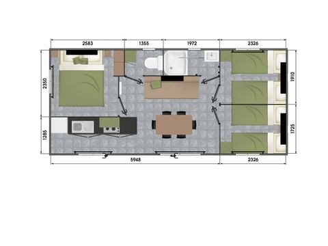 Mobilheim 6 Personen - Komfort 35m² - 3 Zimmer