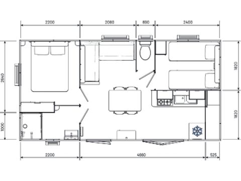 Mobilheim 4 Personen - Premium 30m² - 2 Zimmer + privates Spa