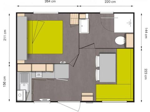 Mobilheim 2 Personen - 17,8 m² Standard (1 Zimmer)