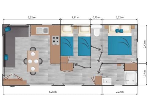 Mobilheim 4 Personen - Komfort + 2 CH 4 Pers.